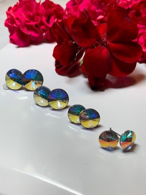 Vintage AB Swarovski® Rivoli Stud Earrings