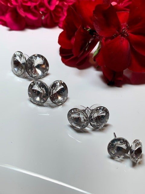 Vintage Clear Swarovski®  Rivoli Stud Earrings