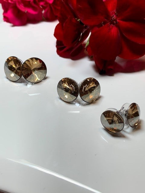 Vintage Golden Shadow Swarovski® Rivoli Stud Earrings