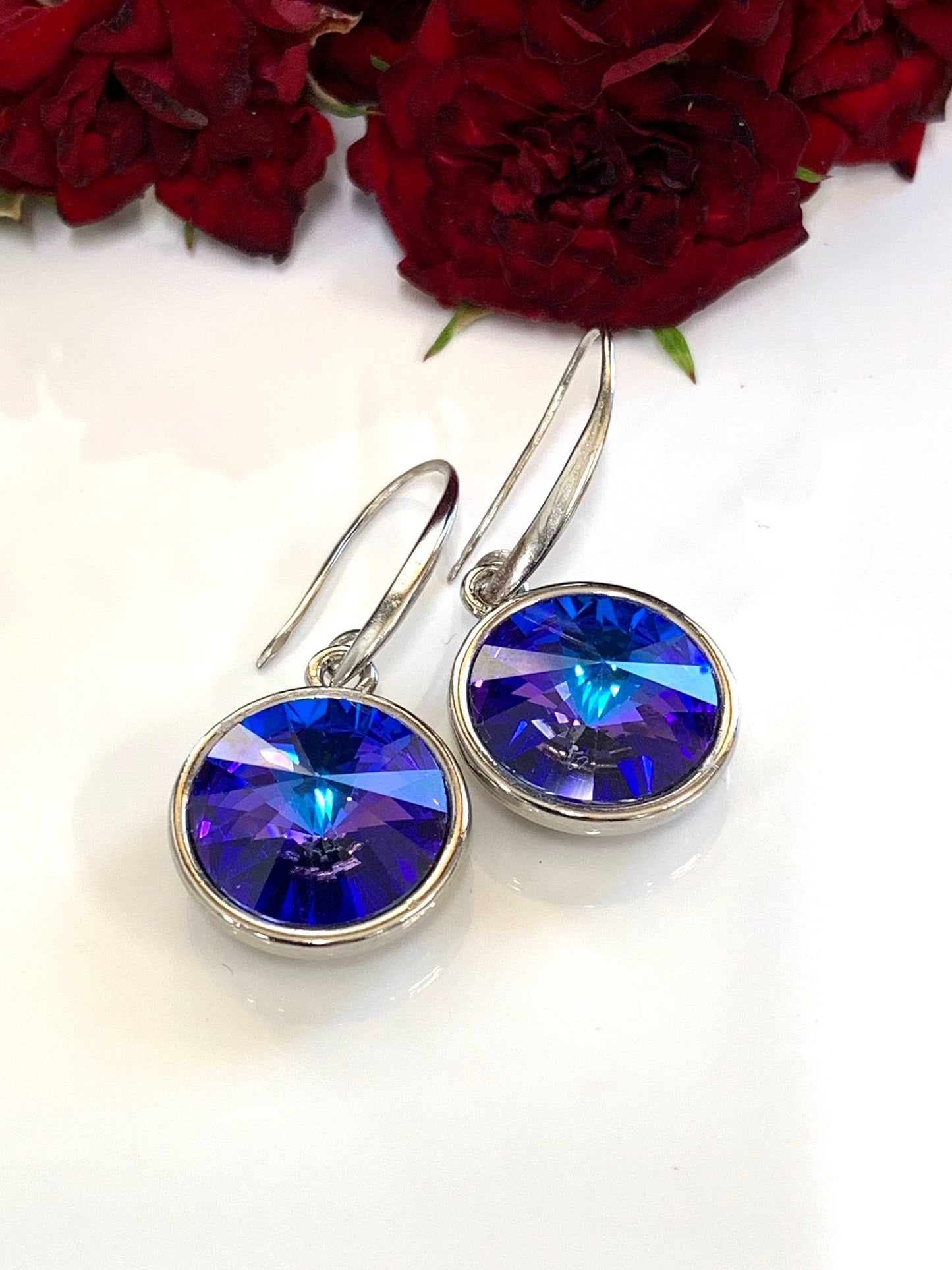 'Megan' Vintage Swarovski®14mm drops in Heliotrope