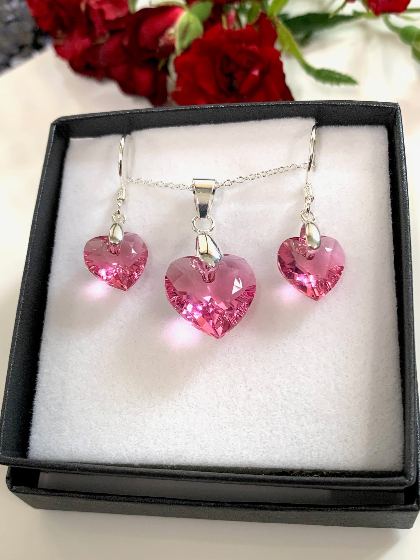 'Be Still My Heart' Vintage Swarovski® crystal set in Rose on Sterling Silver