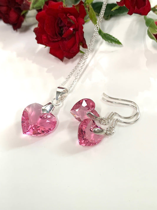 'Be Still My Heart' Vintage Swarovski® crystal set in Rose on Sterling Silver